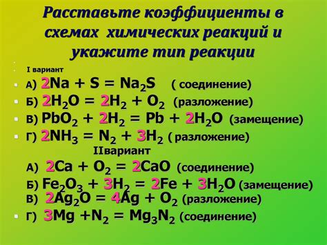 Применение коэффициентов в химии