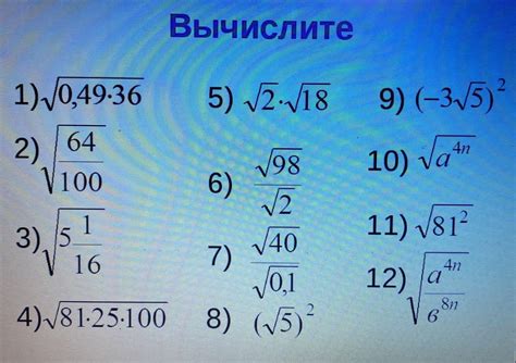 Примеры некорректных вычислений с корнями