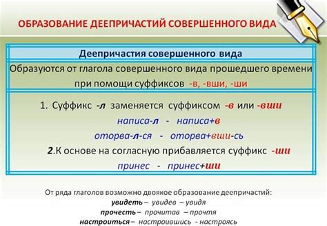 Примеры определения вида деепричастия: