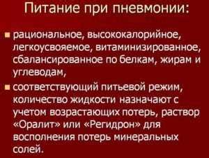 Рекомендации по питанию при воспалении легких