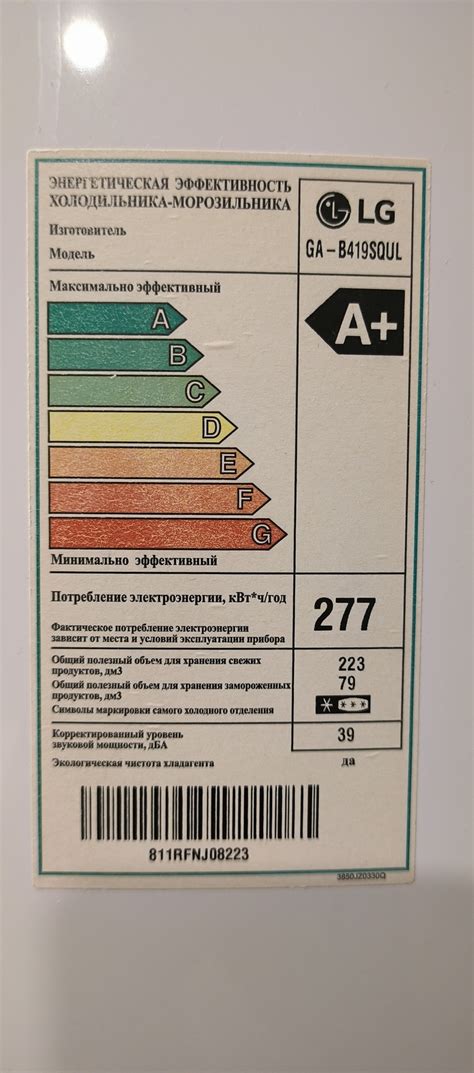 Этикетка на задней стенке холодильника